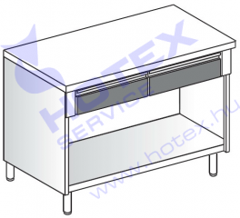 Rozsdamentes acél semleges pult fiókokkal